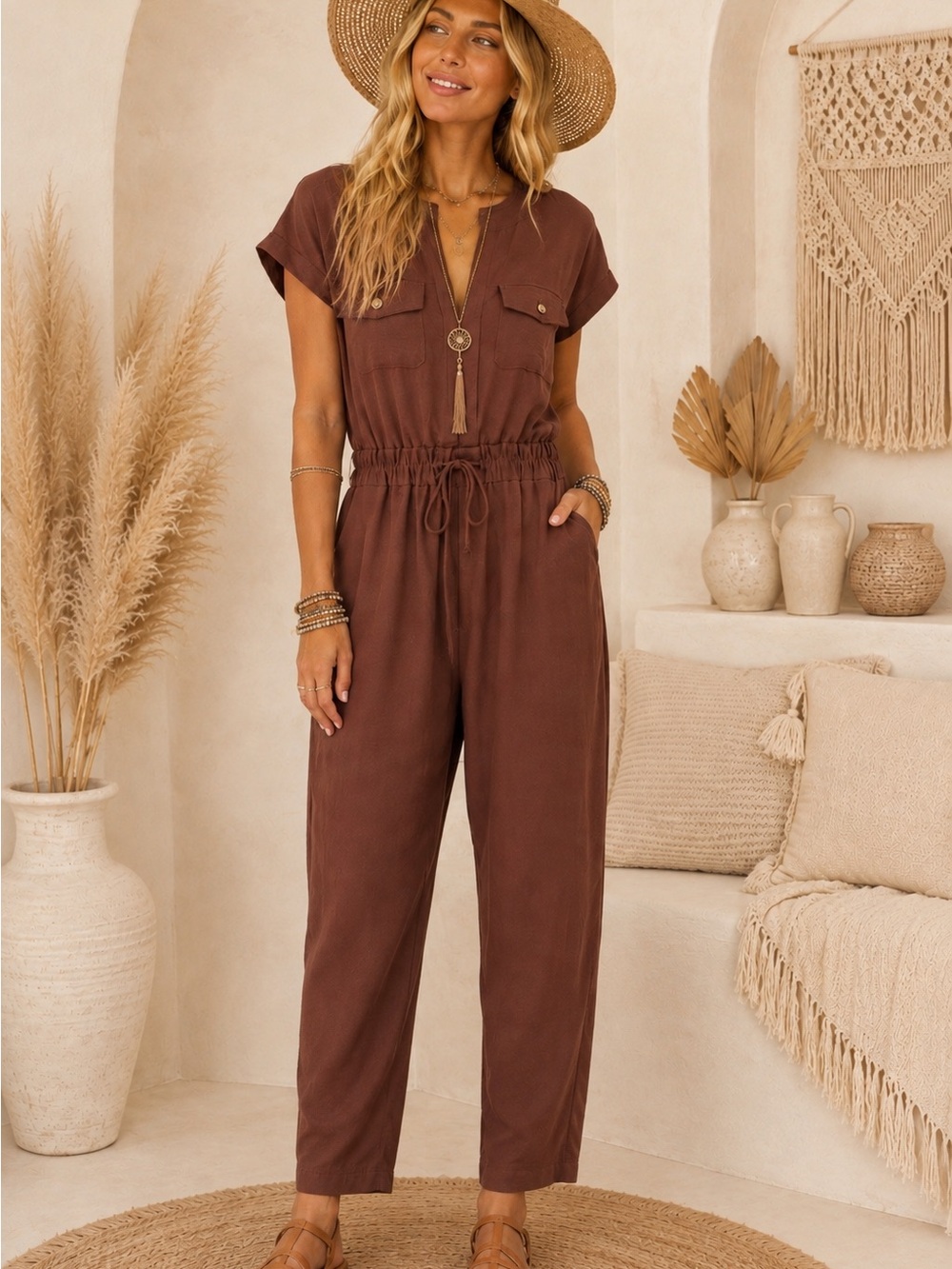 NWT Luxology Chocolate Brown Utility Jumpsuit | Size Medium